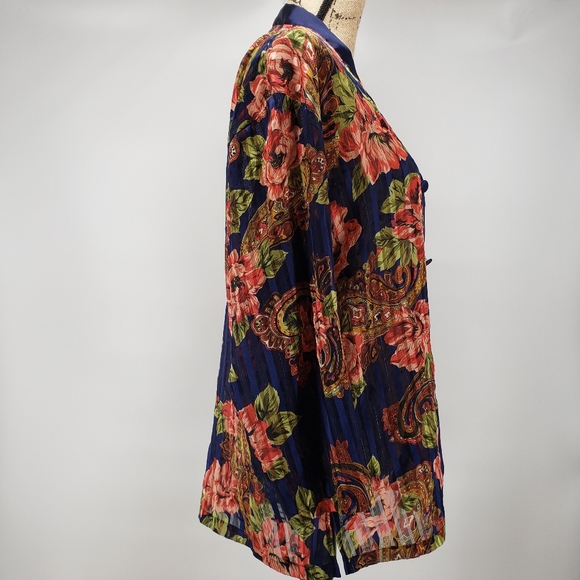 Vintage Gold Tag Victoria Secret Sheer Pajama Top Paisley Size Small - Picture 7 of 8